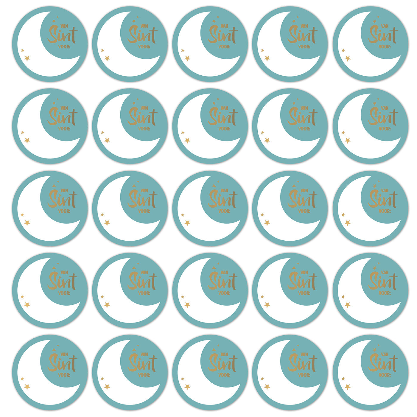 Stickers Van sint voor... petrol/goud