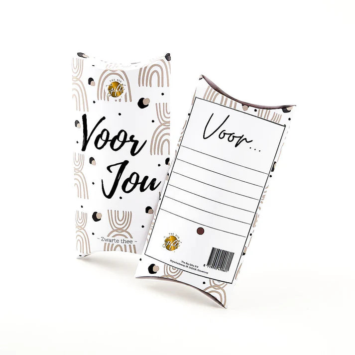 Cadeaudoosje Voor Jou met zwarte thee en abstract design - Liefs en Lintjes
