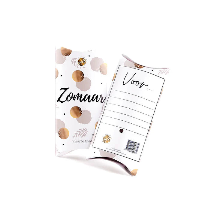 Cadeaudoosje Zomaar met zwarte thee en beige bloemenprint - Liefs en Lintjes