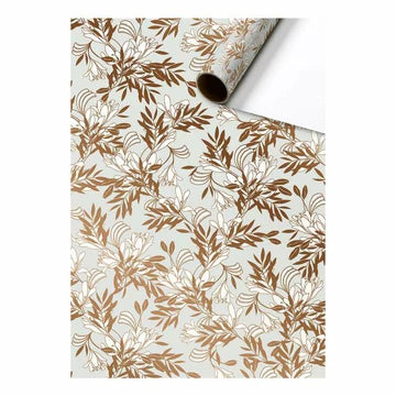 Cadeaupapier 70 cm – Botanical Goud/Wit met elegante gouden bladeren op witte achtergrond – Liefs en Lintjes