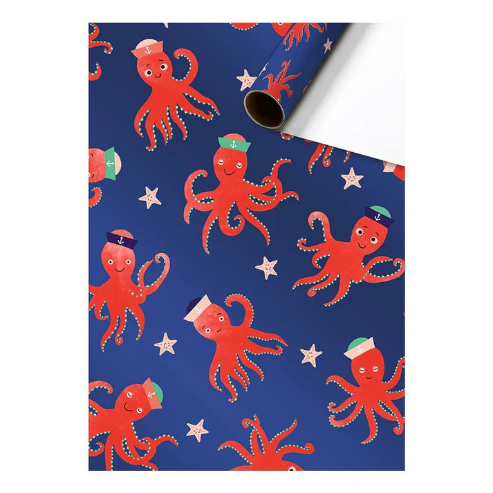Cadeaupapier 70 cm – Octopus met kleurrijke octopusprint op witte achtergrond – Liefs en Lintjes