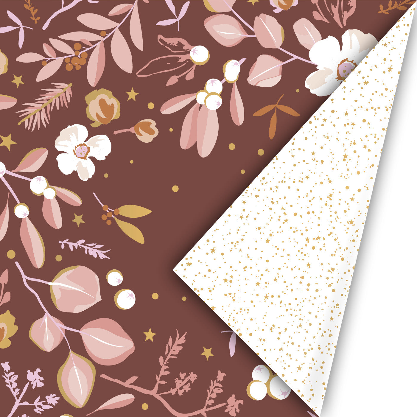 Cadeaupapier Let’s Decorate Lovely Bordeaux dubbelzijdig kerst botanisch bordeaux wit goud 50 cm – Liefs en Lintjes