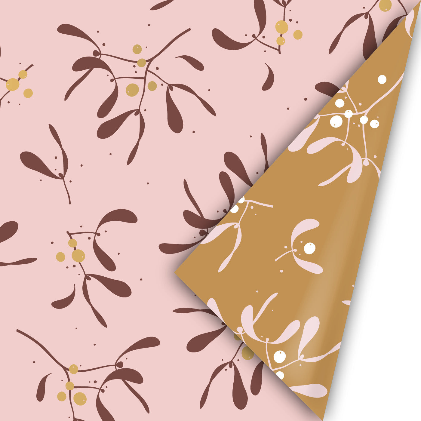 Cadeaupapier Mistletoe Memories Roze dubbelzijdig kerst mistletoe 50 cm β Liefs en Lintjes