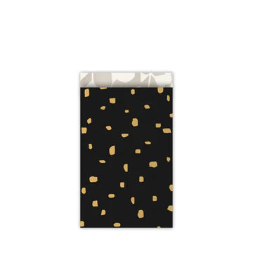 Cadeauzakje maat M (12x19 cm) in zwart met gouden stippen – Liefs en Lintjes