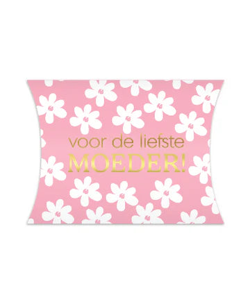 Gondeldoosje met roze bloemen en tekst “Voor de liefste moeder!” – Liefs en Lintjes