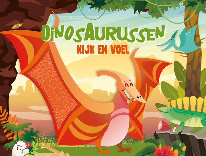 Kijk en Voel – Dinosaurussen boek met voelstofjes en rijmpjes voor peuters – Liefs en Lintjes