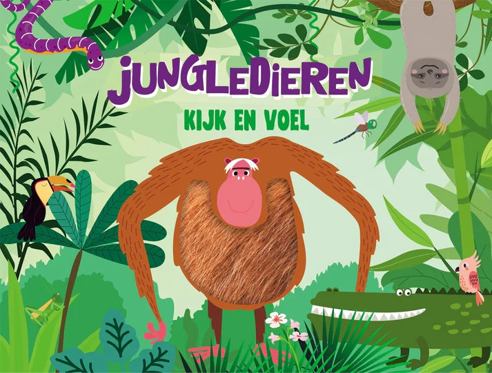 Kijk en Voel โ Jungledieren boek met voelstofjes en rijmpjes voor peuters โ Liefs en Lintjes