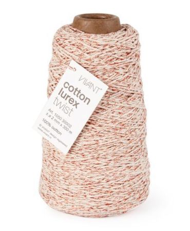 Koord Lurex Twist in beige en koper, 2 mm dik – 5 meter lang – Liefs en Lintjes
