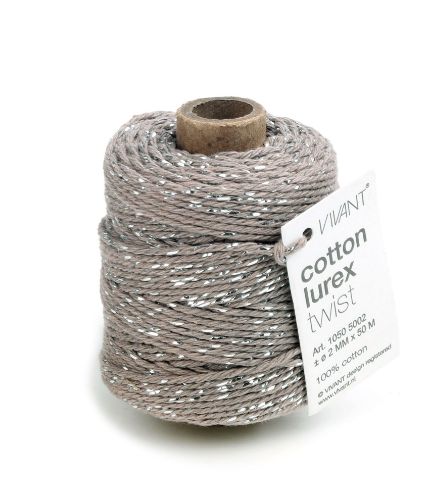 Koord Lurex Twist grijs met zilver – 2 mm dik – 50 meter – Liefs en Lintjes