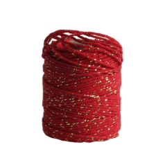 Koord Lurex Twist rood met goud – 2 mm dik – 50 meter – Liefs en Lintjes