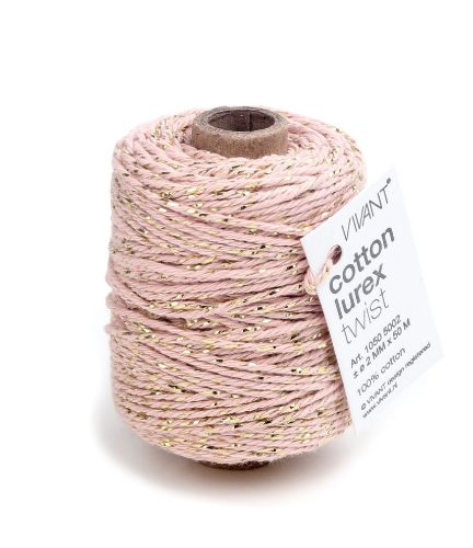 Koord Lurex Twist roze met goud – 2 mm dik – 50 meter – Liefs en Lintjes
