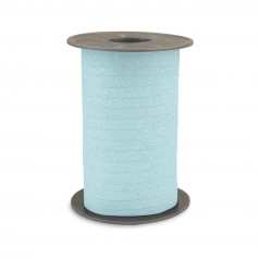 Glitter krullint in lichtblauw, 10 mm breed – 5 meter lang – Liefs en Lintjes