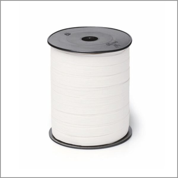 Krullint met paperlook in wit, 10 mm breed – 5 meter lang – Liefs en Lintjes
