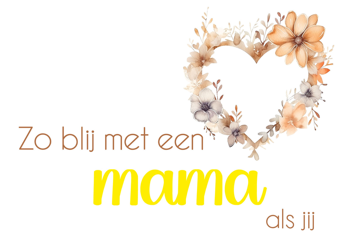 Kaart met bloemenhart en tekst voor mama, met goudfolie – Liefs en Lintjes