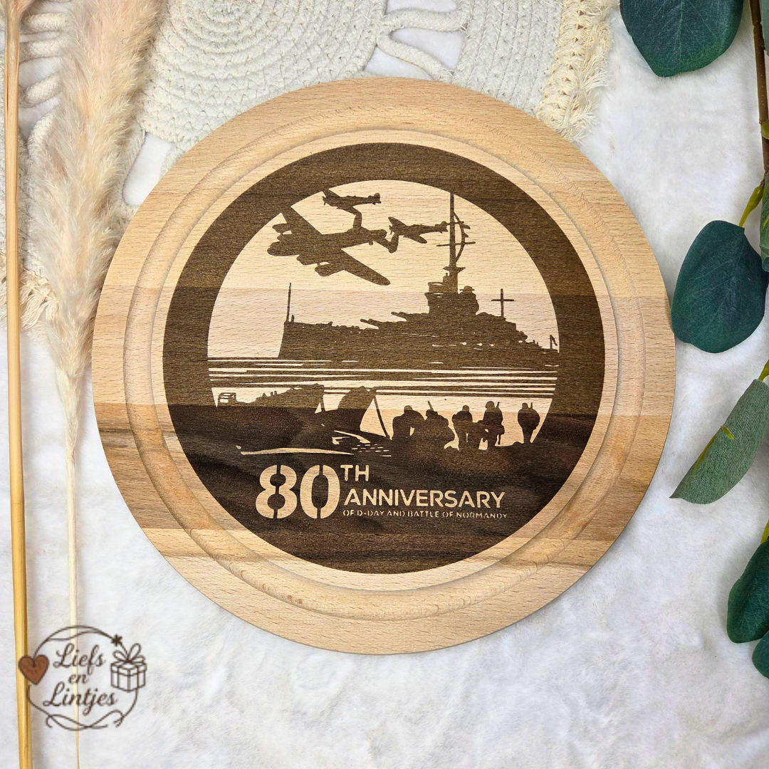 Beukenhout snijplank rond – gepersonaliseerd met foto, logo of afbeelding