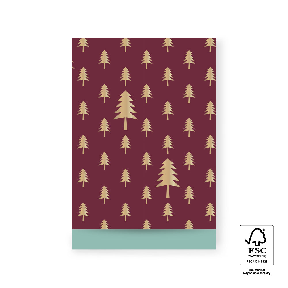 Cadeauzakjes - christmas trees beet red-gold - L