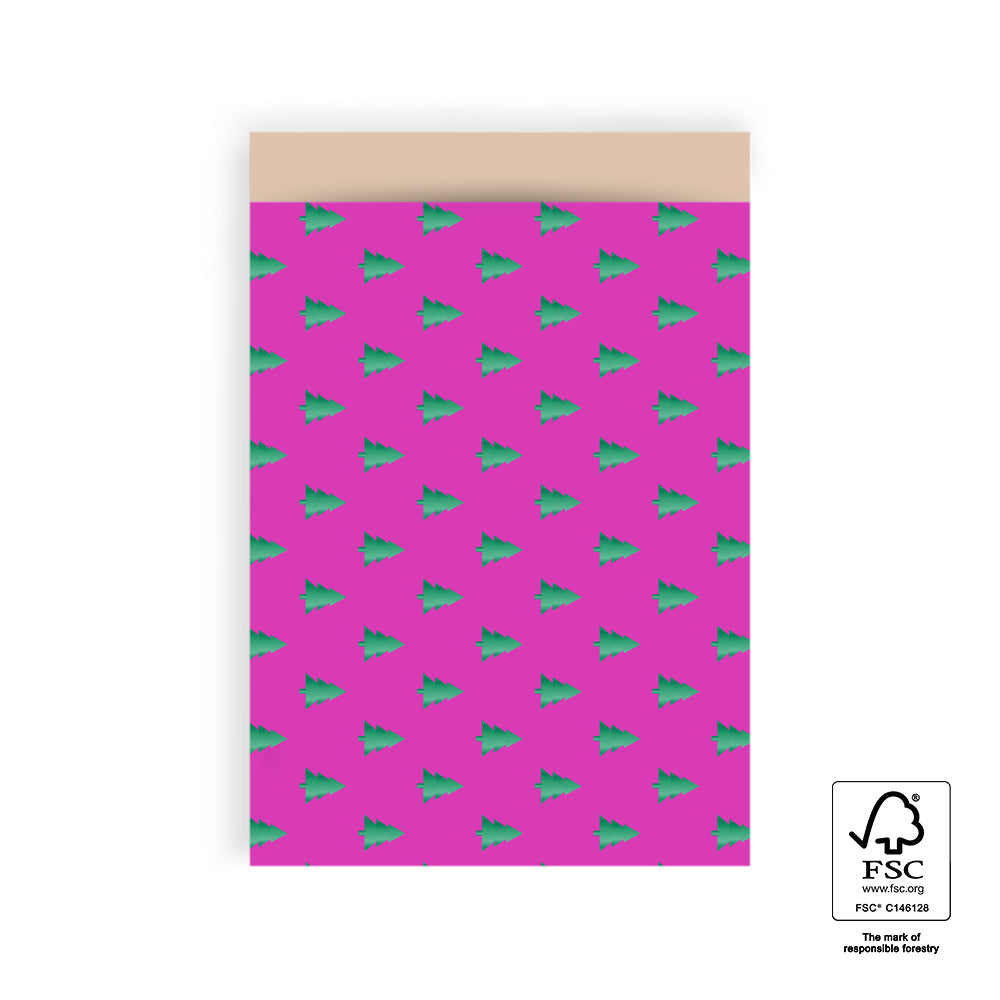 Cadeauzakjes - christmas trees Deep pink/nude - L
