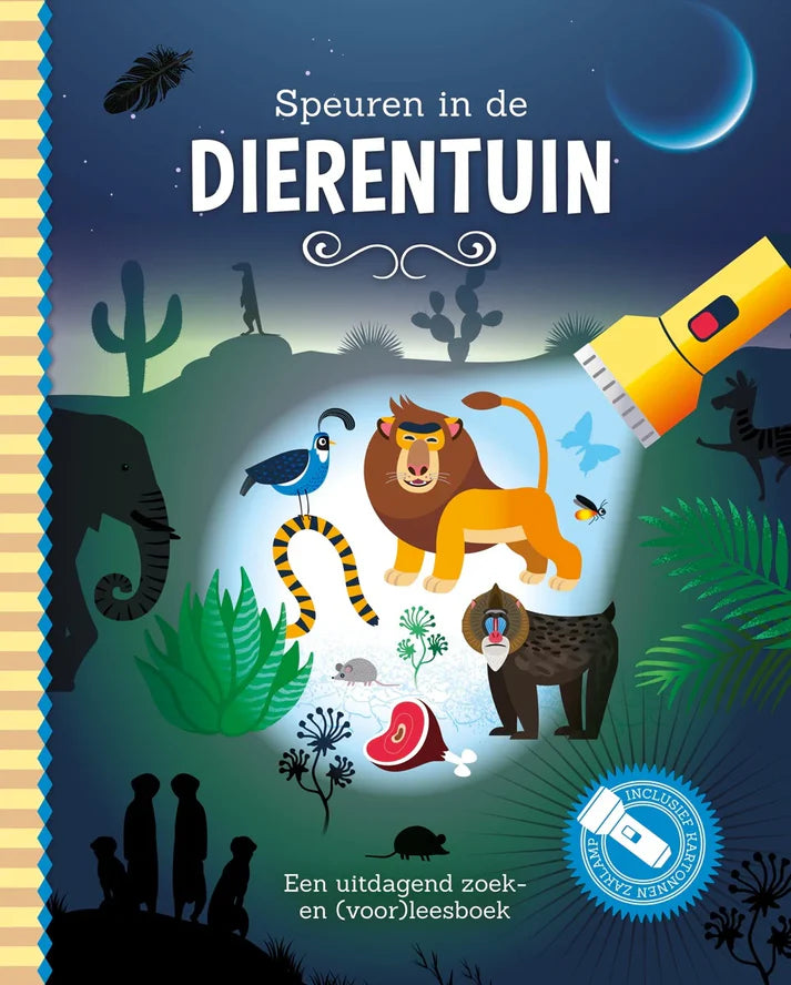 Kinderboek Speuren in de Dierentuin met dierentuindieren en kartonnen zaklamp – Liefs en Lintjes