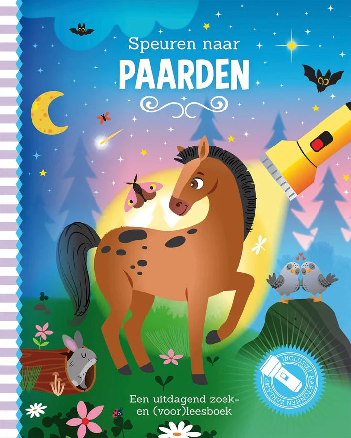 Kinderboek Speuren naar Paarden met Ronnie en kartonnen zaklamp – Liefs en Lintjes