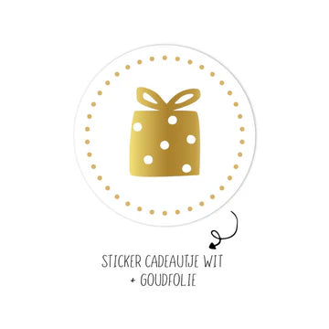 Sticker Cadeautje met Goudfolie (45mm) – Liefs en Lintjes