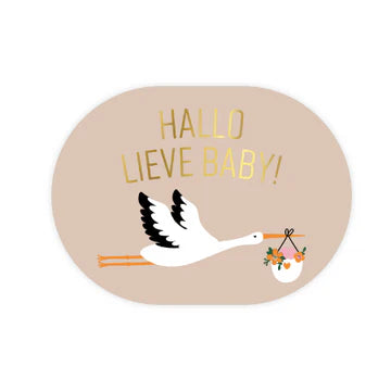 Stickers Hallo Lieve Baby (43x59mm, Ovaal) – Liefs en Lintjes