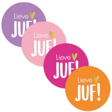 Lieve Juf! stickers 40mm - Liefs en Lintjes