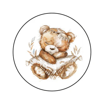Stickers Slapende Teddybeer met Kussen (45mm) – Liefs en Lintjes