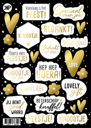 Stickervel All Day Black/Gold met 23 stickers in luxe stijl - Liefs en Lintjes