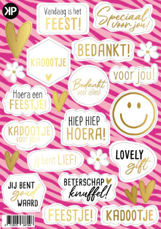 Stickervel Voorjaar Algemeen met 23 stickers in diverse vormen - Liefs en Lintjes
