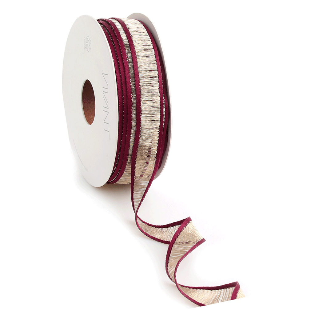 Stoffen lint Sona bordeaux met goudaccenten 15 mm – Liefs en Lintjes