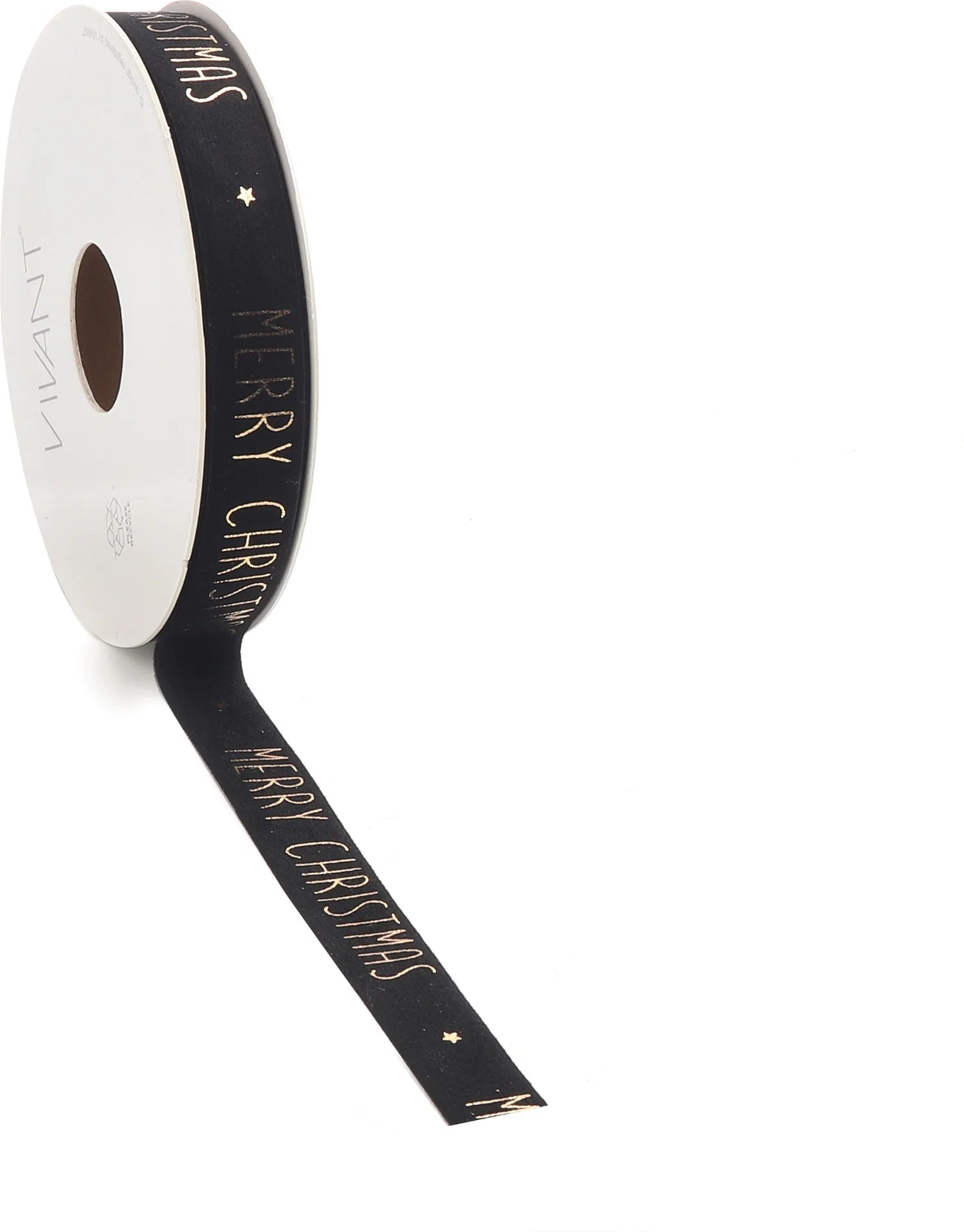 Velours lint zwart met goudfolie Merry Christmas 15 mm – Liefs en Lintjes