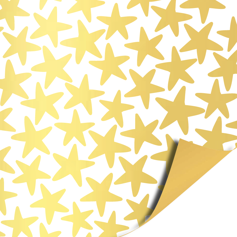 White & Gold Stars cadeaupapier met gouden sterren en effen gouden binnenzijde β Liefs en Lintjes