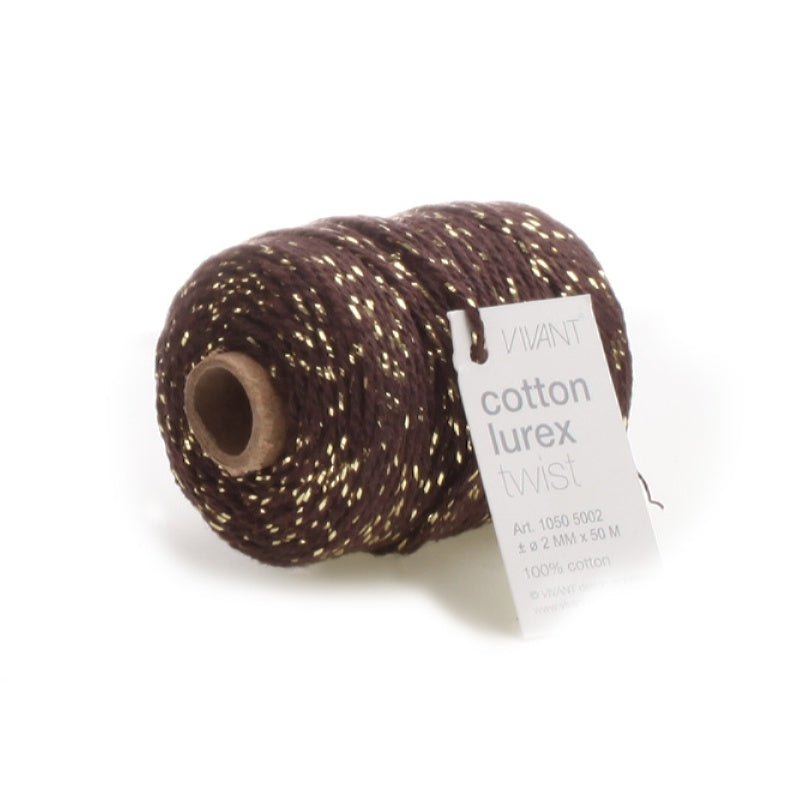 Koord Lurex Twist – Bruin/Goud – 50 meter