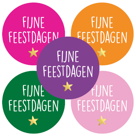 Stickers fijne feestdagen mix funky colors