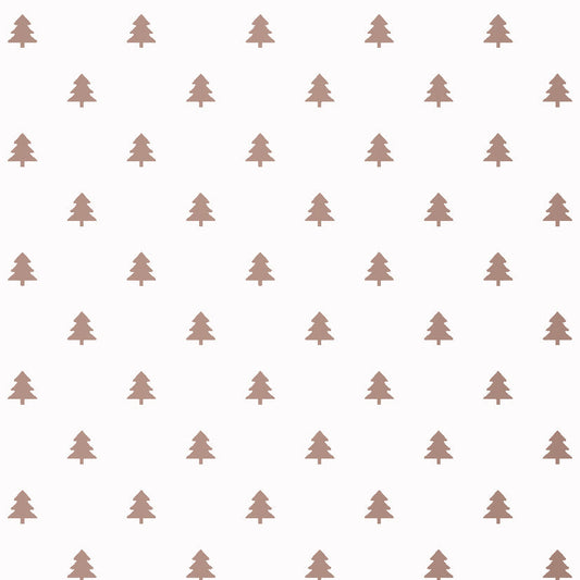 Cadeaupapier christmas trees - wit/rosé 70cm