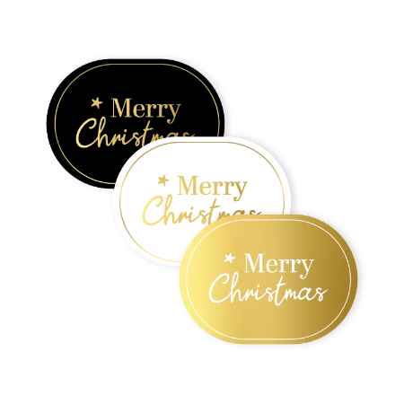 Stickers – Merry Christmas (goud/wit/zwart)