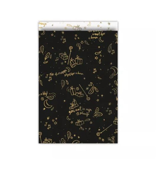 Cadeauzakjes - Sing along sint | zwart/goud - XL