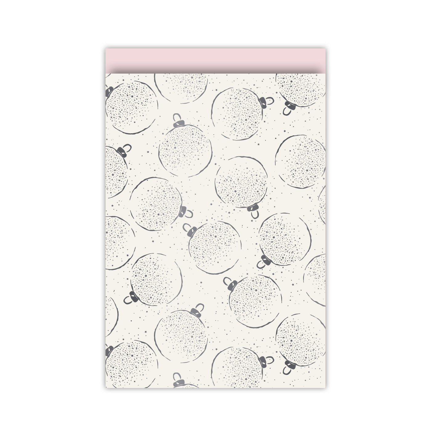 Cadeauzakjes Kerstballen | Off-white/metallic zwart - M