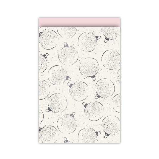 Cadeauzakjes Kerstballen | Off-white/metallic zwart - M