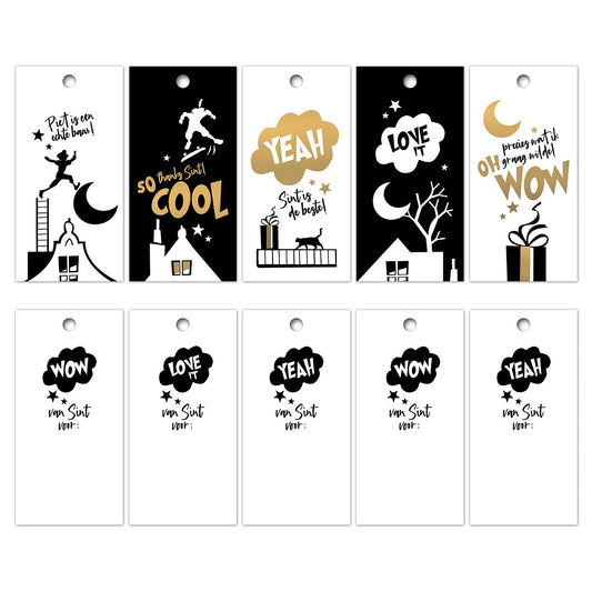 Cadeaukaartjes set - sint zwart/wit/goud