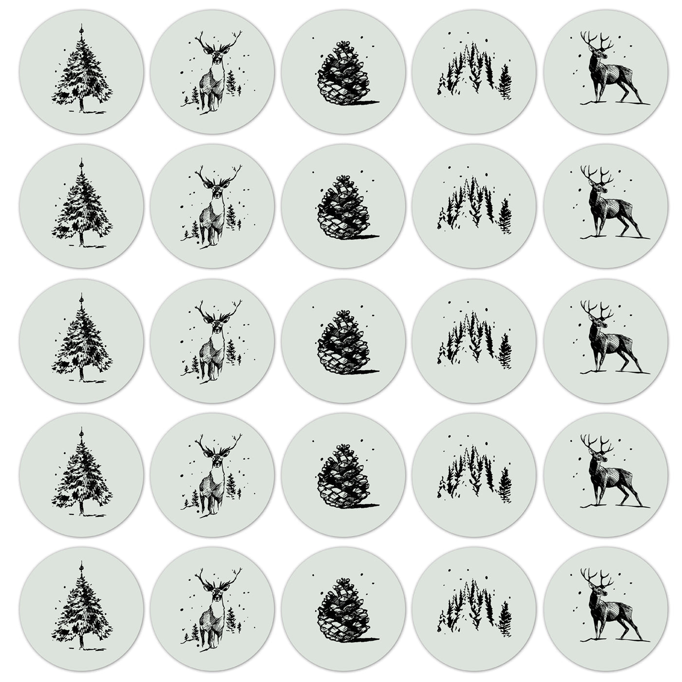 Stickers Reindeer forest - Salie/zwart