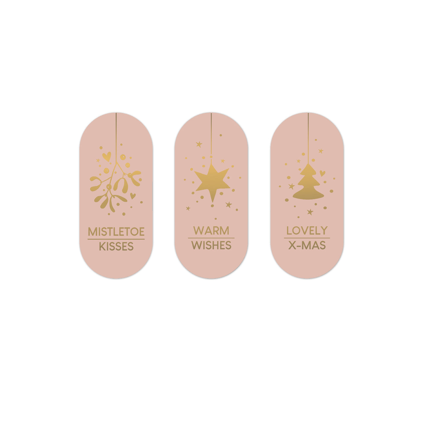 Stickers christmas wishes ovaal - Roze/goud