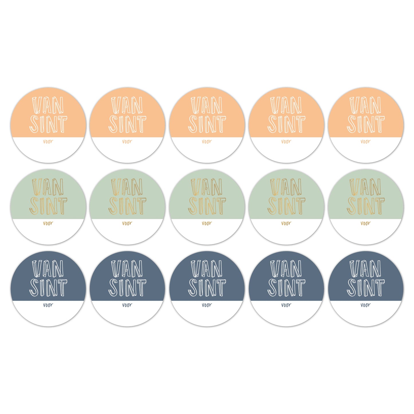 Stickers Van sint voor... oranje/mint/blauw