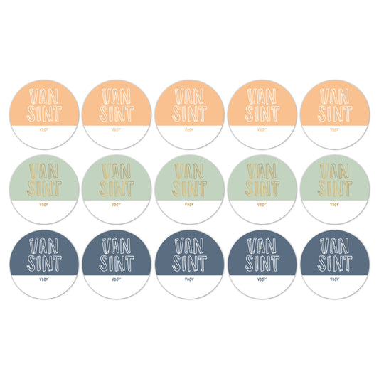 Stickers Van sint voor... oranje/mint/blauw