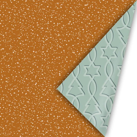 Cadeaupapier Twinkling Stars roest/mint 50cm