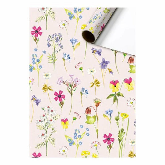Cadeaupapier 70 cm – Spring Flowers met bloemen op lichte achtergrond – Liefs en Lintjes