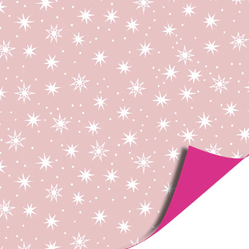 Cadeaupapier 70 cm – Sterren Lichtroze met metallic sterren op lichtroze achtergrond – Liefs en Lintjes