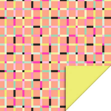 Cadeaupapier 70cm Colorful Plaid met roze, geel en turquoise ruiten – Liefs en Lintjes