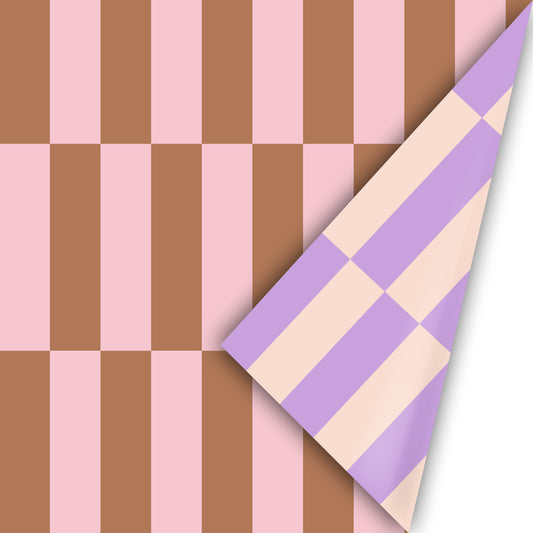 Cadeaupapier Color Blocking Roze/Bruin dubbelzijdig modern trendy 50 cm – Liefs en Lintjes