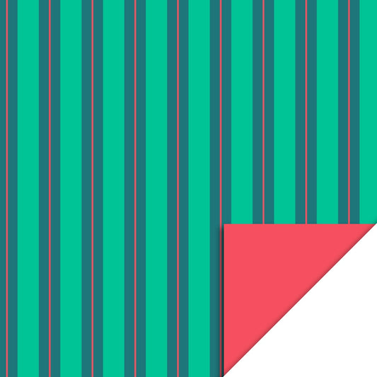 Cadeaupapier Stripes Groen/Rood 70 cm x 3 m – modern streepjes cadeaupapier | Liefs en Lintjes